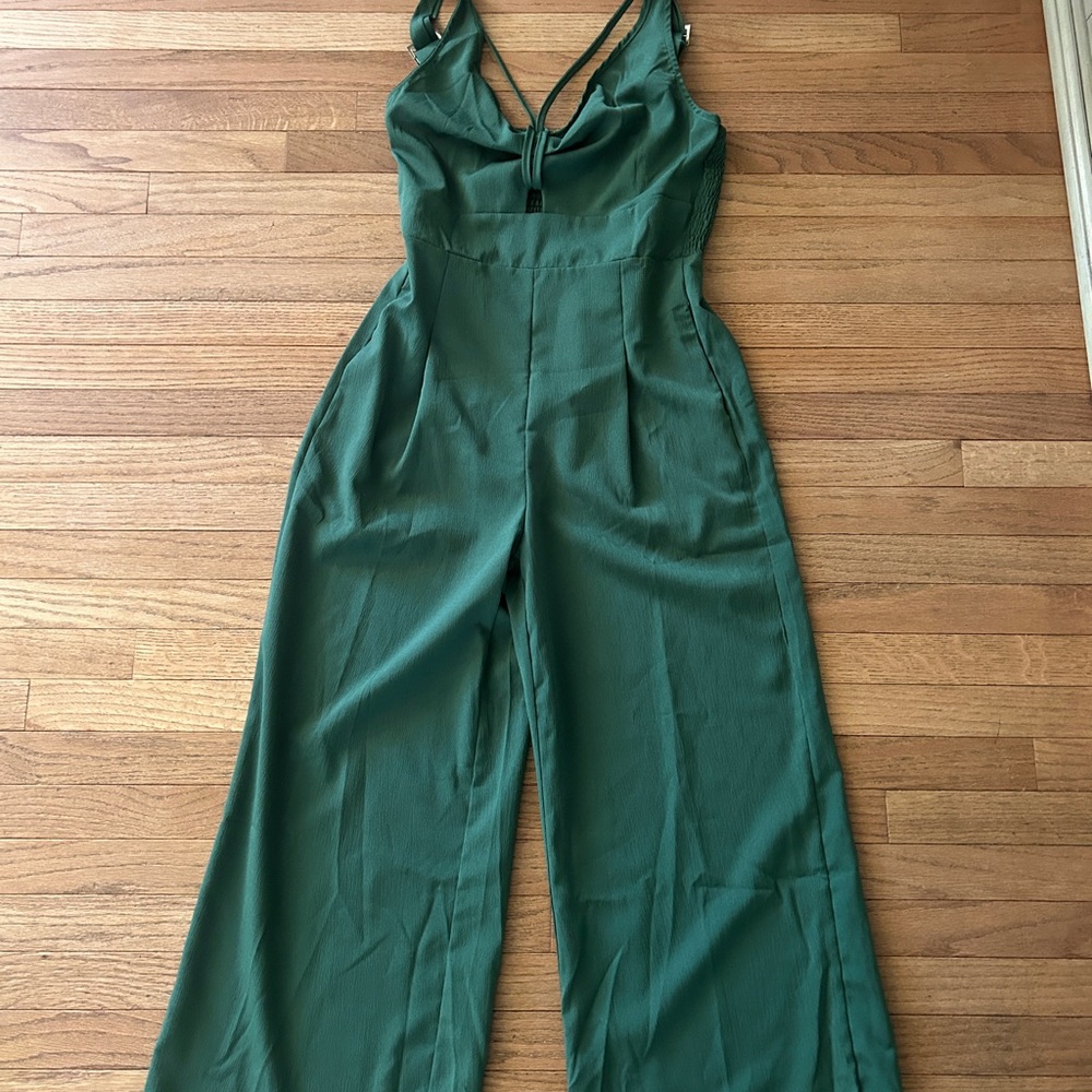 Chic Forest Green Wide Leg Jumpsuit